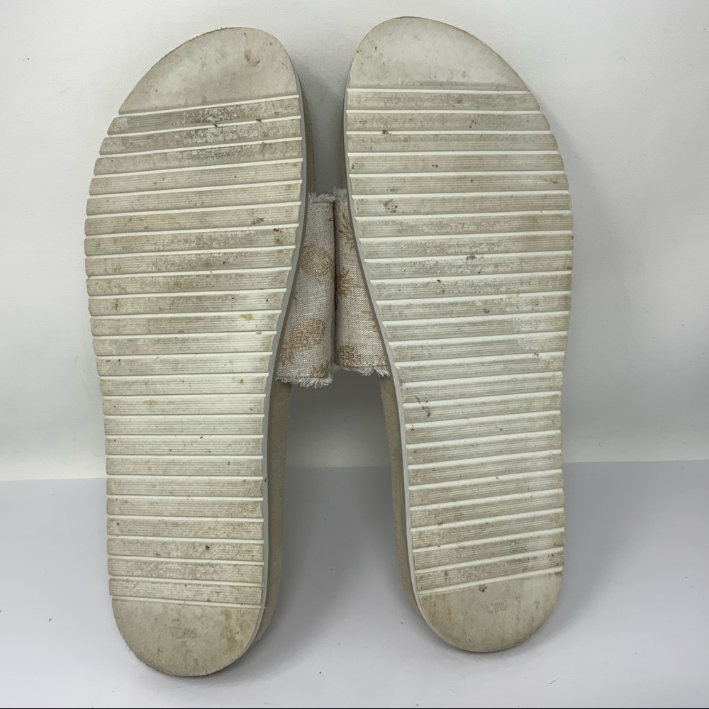 Toms Pineapple Slides. Size 10. Tan And Gold. - Picture 3 of 7